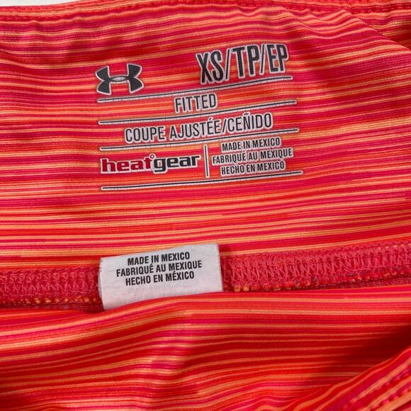 Under Armour Mid Rise Shorts Pink Orange HeatGear Shorty Compression Tight XS - Picture 7 of 10